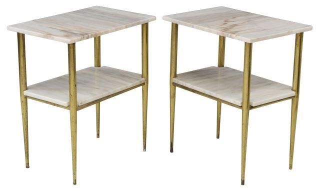 (2) MODERN TWO-TIER MARBLE &