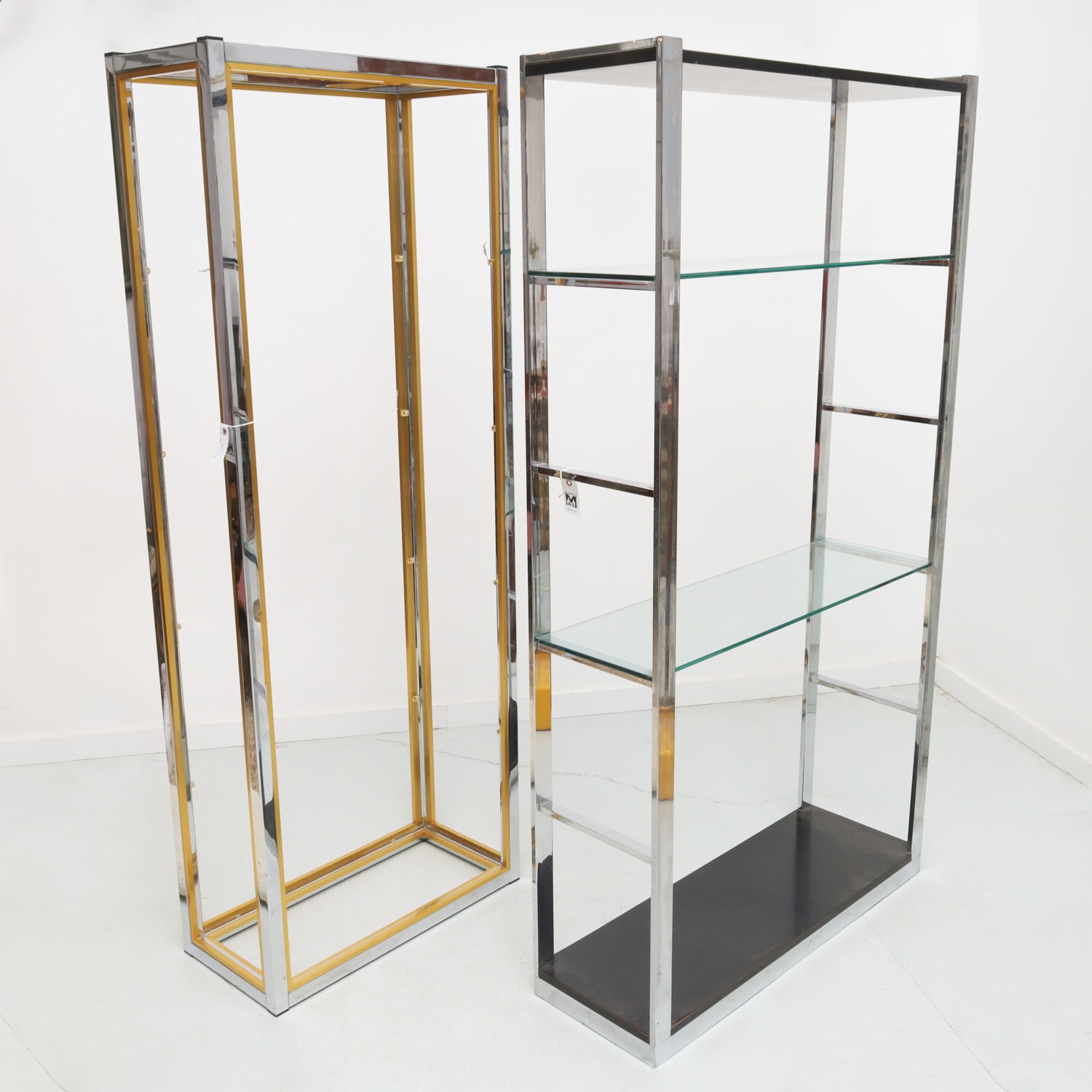 (2) MODERNIST CHROME ETAGERES,