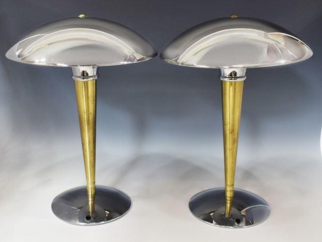 (2) MODERNIST CHROMED DOME SHADE