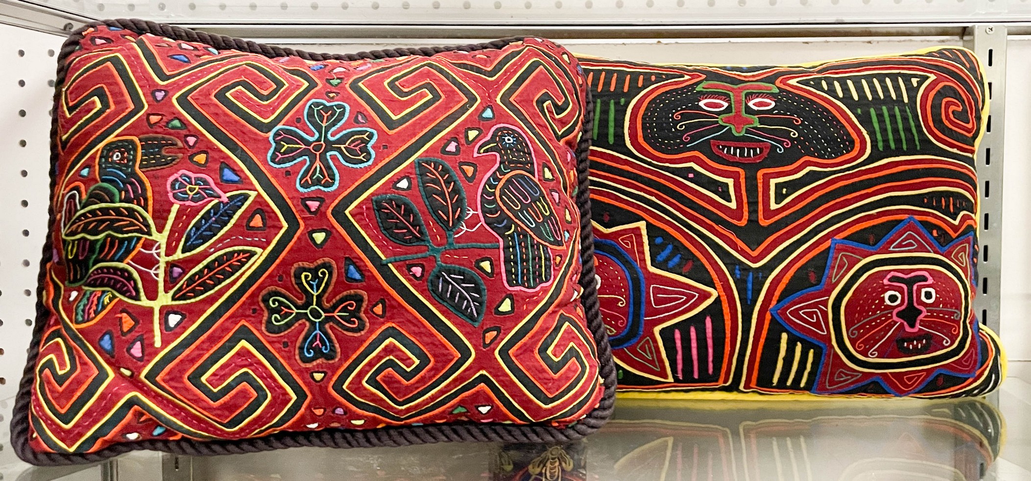 (2) Mola pillows, c/o birds