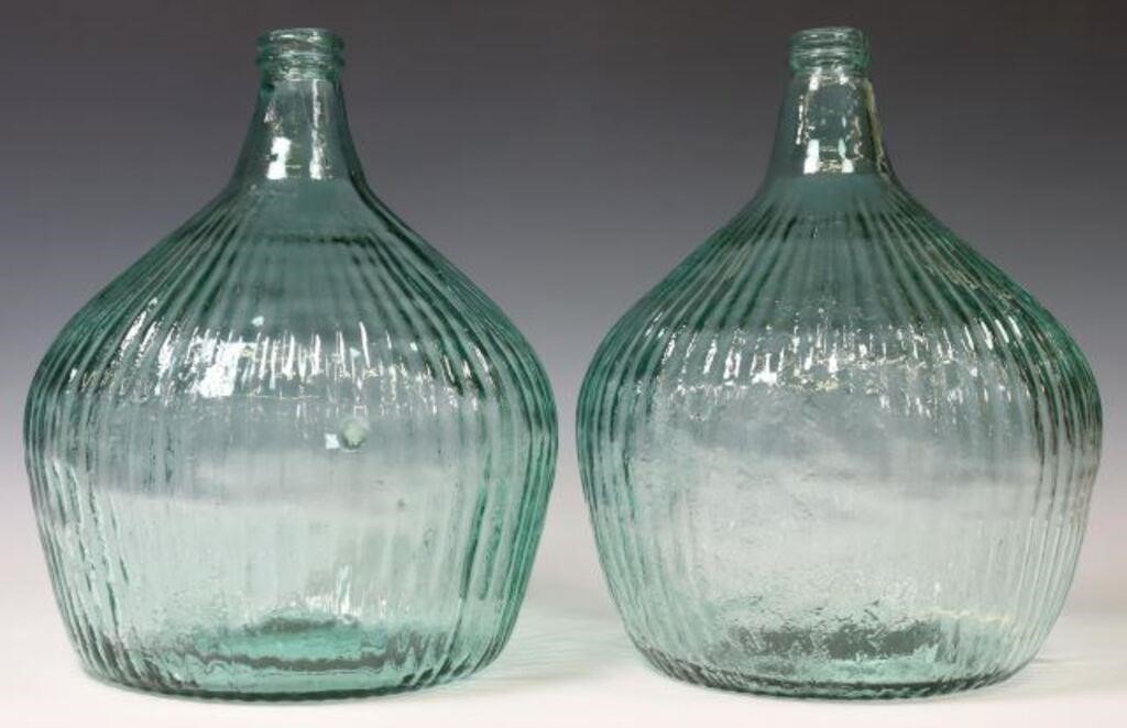 (2) MOLDED FLUTED GLASS CARBOY/