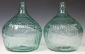 (2) MOLDED FLUTED GLASS CARBOY