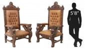(2) MONUMENTAL CARVED MAHOGANY