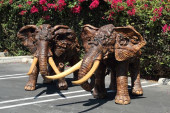 (2) MONUMENTAL CARVED ROOT WOO