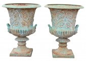 (2) MONUMENTAL CAST IRON CAMPA