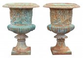 (2) MONUMENTAL CAST IRON CAMPA