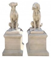 (2) MONUMENTAL CAST STONE GARD