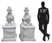 (2) MONUMENTAL CAST STONE GARD