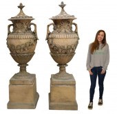 (2) MONUMENTAL CAST STONE LIDD
