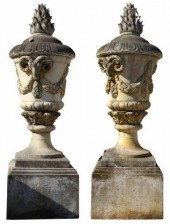 (2) MONUMENTAL CAST STONE LIDD