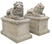 (2) MONUMENTAL CAST STONE RECU