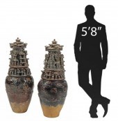 (2) MONUMENTAL CHINESE GLAZED
