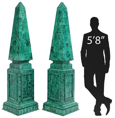 (2) MONUMENTAL FAUX MALACHITE