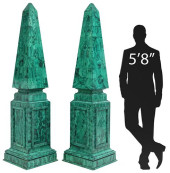 (2) MONUMENTAL FAUX MALACHITE