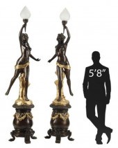 (2) MONUMENTAL FIGURAL BRONZE