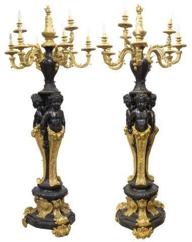 2) MONUMENTAL FRENCH GILT BRONZE
