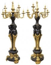 2) MONUMENTAL FRENCH GILT BRON