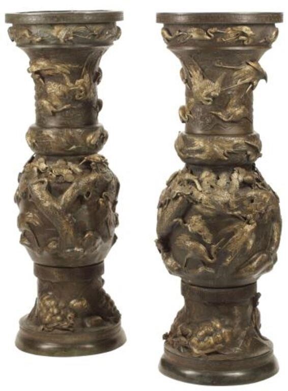 (2) MONUMENTAL JAPANESE BRONZE