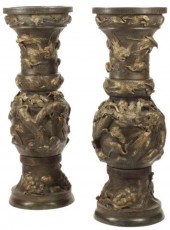 (2) MONUMENTAL JAPANESE BRONZE