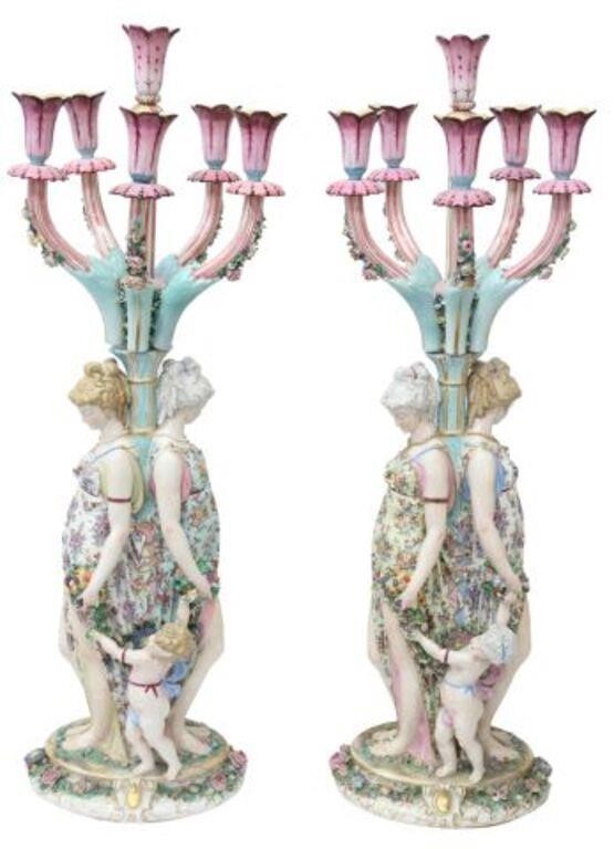 (2) MONUMENTAL MEISSEN STYLE