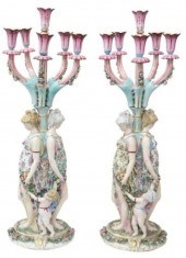 (2) MONUMENTAL MEISSEN STYLE P