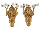 (2) MONUMENTAL ORMOLU SIX-LIGH