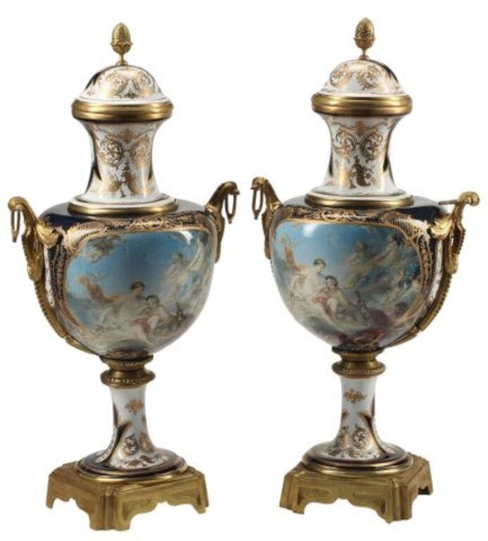 (2) MONUMENTAL SEVRES STYLE