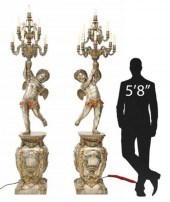 (2) MONUMENTAL SILVERED BRONZE