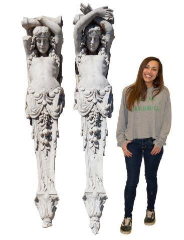 2) MONUMENTAL STONE FINISH CARYATID