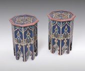 2 MOORISH PAINTED TABOURET TAB