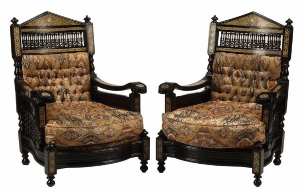 (2) MOORISH STYLE EBONIZED & INLAID