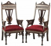 (2) MOORISH STYLE INLAID HIGHB