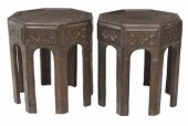 (2) MOROCCAN LEATHER-CLAD OCTA