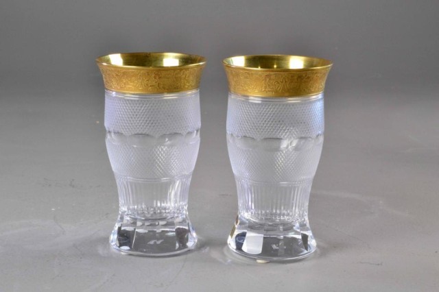(2) MOSER GLASSES WITH GOLD