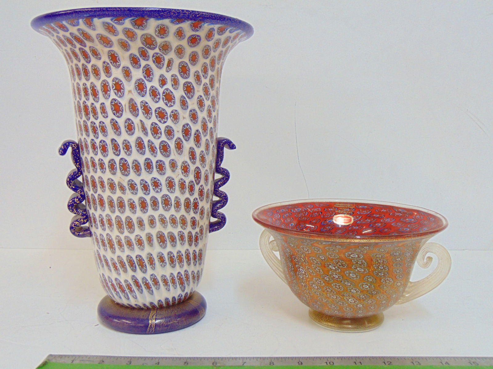 2 MURANO ART GLASS VASES, GAMBARO &