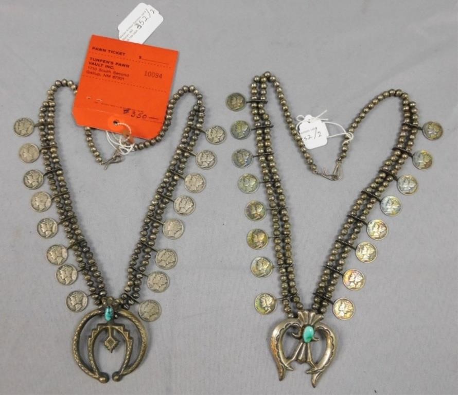 (2) NAJA COIN SILVER NECKLACES.