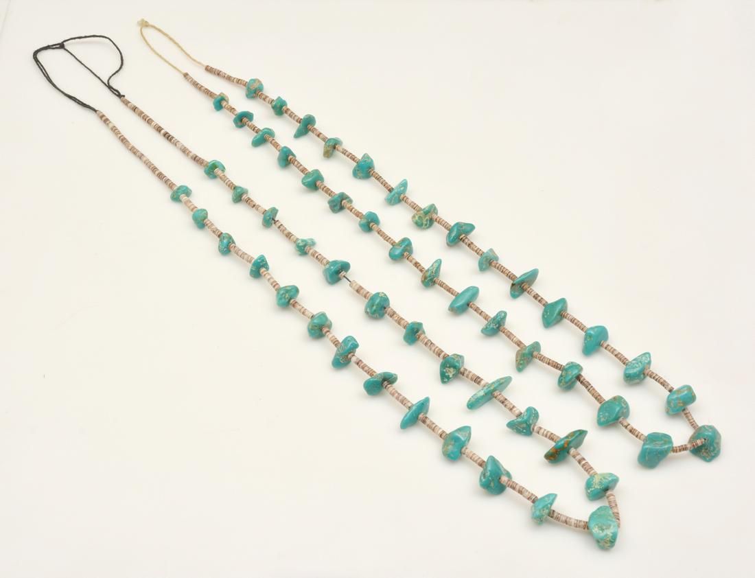 2 NATIVE AMERICAN CHUNK TURQUOISE &