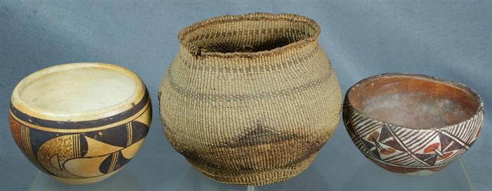 2  Native American pottery bowls,