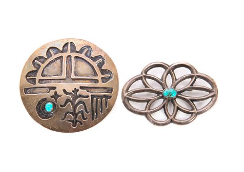 2 NATIVE AMERICAN TURQOISE PINS2