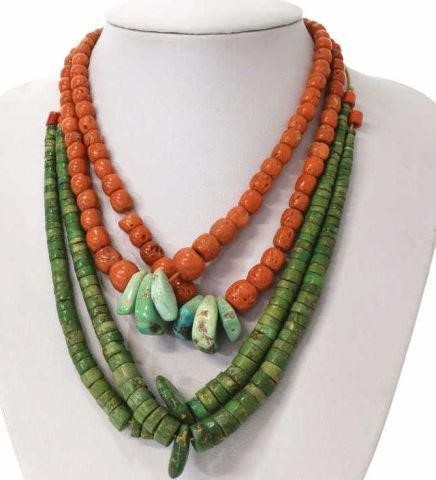 (2) NATIVE AMERICAN TURQUOISE CORAL