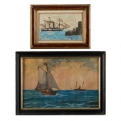 2 NAUTICAL WATERCOLOR FOLK PAI