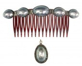 (2) NAUTILUS SHELL HAIR COMB &