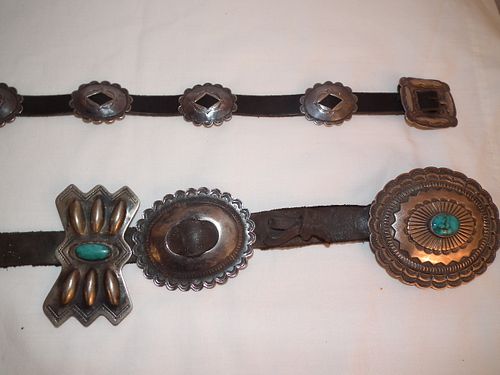 2 NAVAJO SILVER CONCHA BELTS2