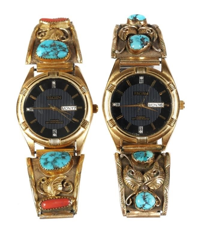 (2) NAVAJO STERLING & TURQUOISE