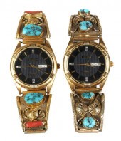 (2) NAVAJO STERLING & TURQUOIS