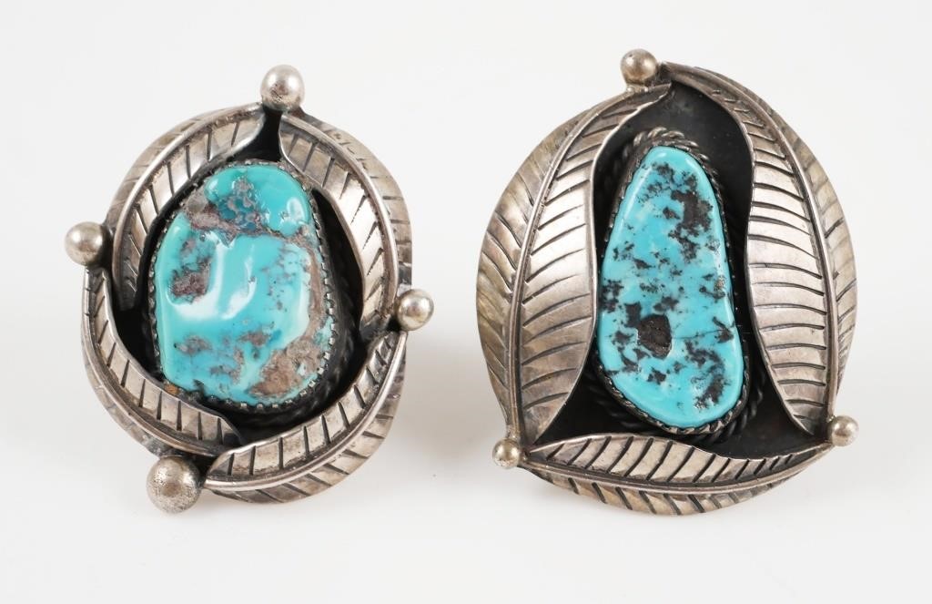 (2) NAVAJO STERLING TURQUOISE