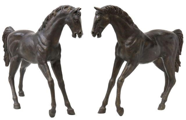 (2) NEAR LIFE-SIZE BRONZE