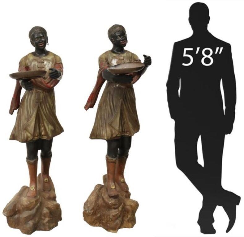 2) NEAR LIFE-SIZE PAINTED METAL