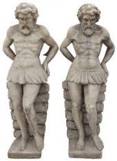 (2) NEAR LIFE-SIZED CAST STONE