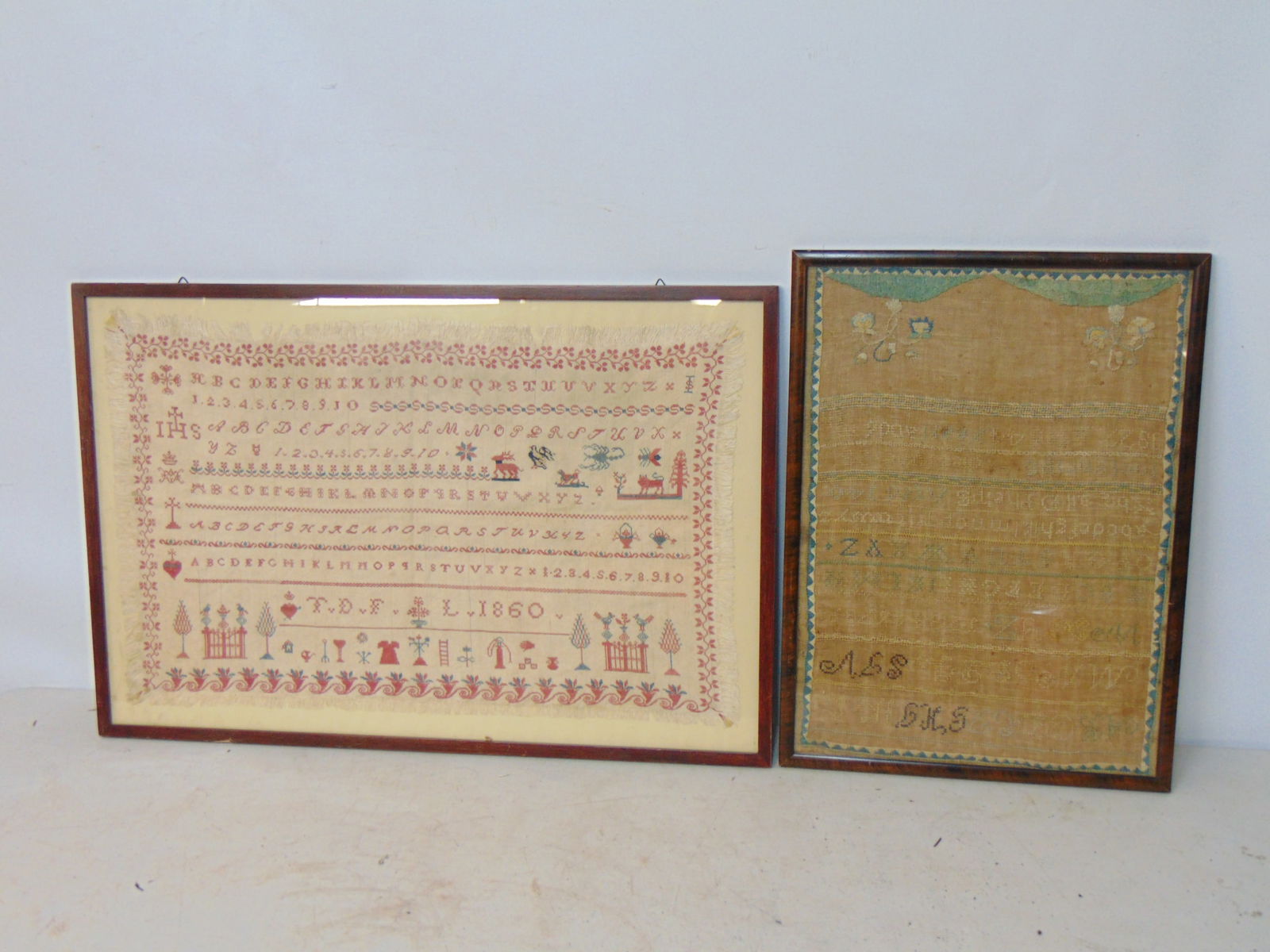 2 NEEDLEPOINT SAMPLERS, JOEL